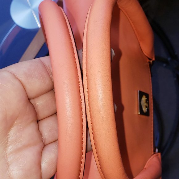 NEW KATE SPADE BOND STREET FLO CORAL PEACH 2 TONE SATCHEL HANDBAG CROSSBODY - Picture 13 of 13